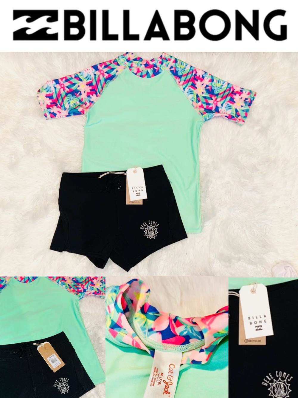 Girls Billabong Black Boardshorts with Branded Tag
